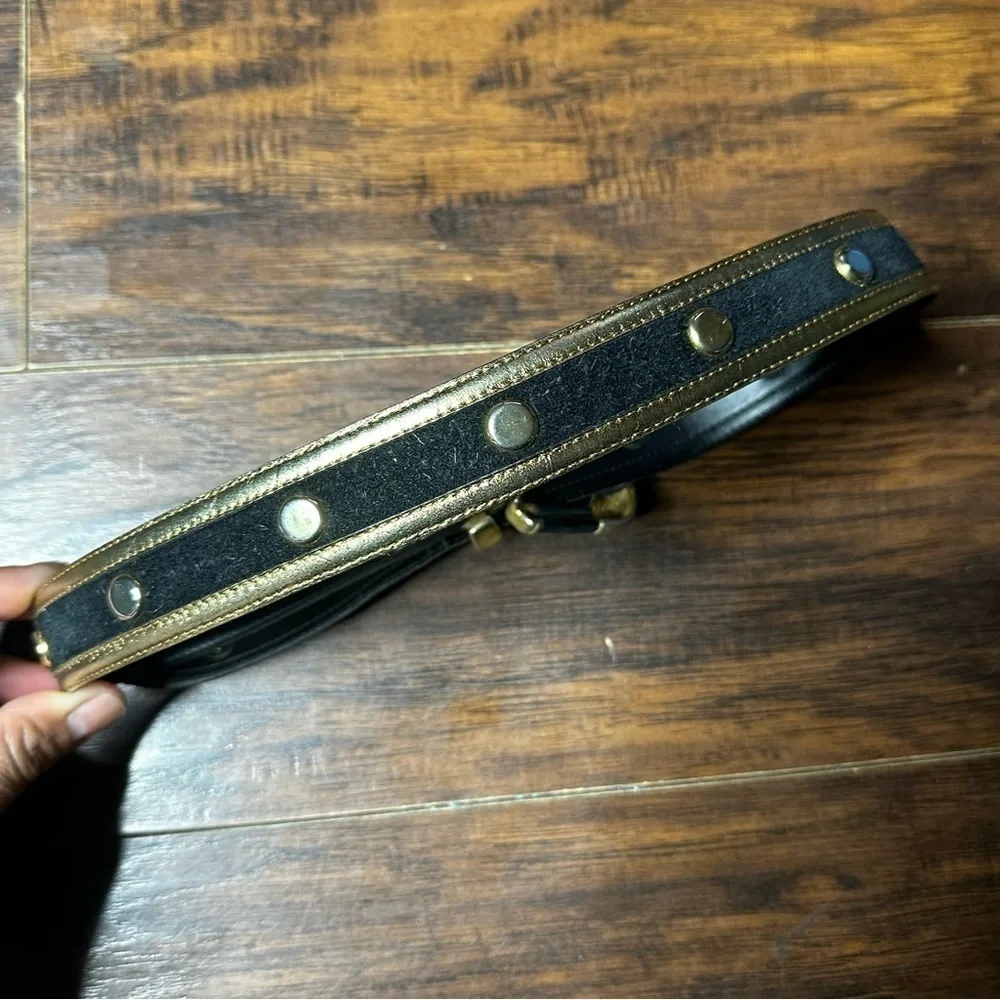 Avignon Black Gold Suede Belt